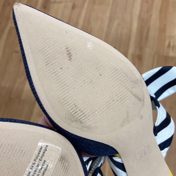 CAbi #6022 Bow Kitten Heel Mule Shoes Navy Yellow
Size 8 NWOT - Picture 3 of 6